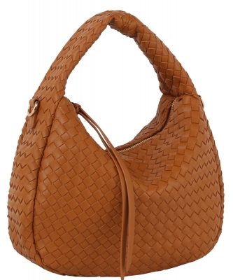 Fashion Woven Shoulder Bag Hobo DE-0758 LIGHT BROWN
